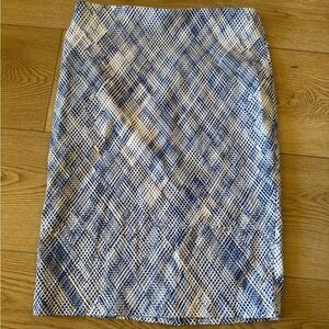Attyre Blue and White Textured Pencil Skirt